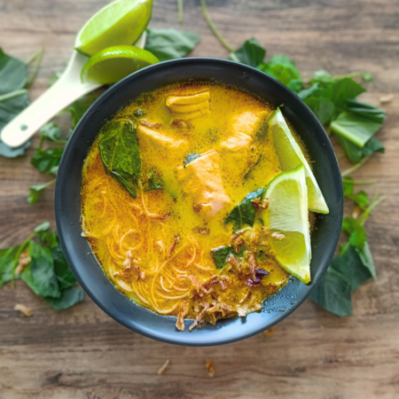 Thai Yellow Curry Salmon Noodle Soup